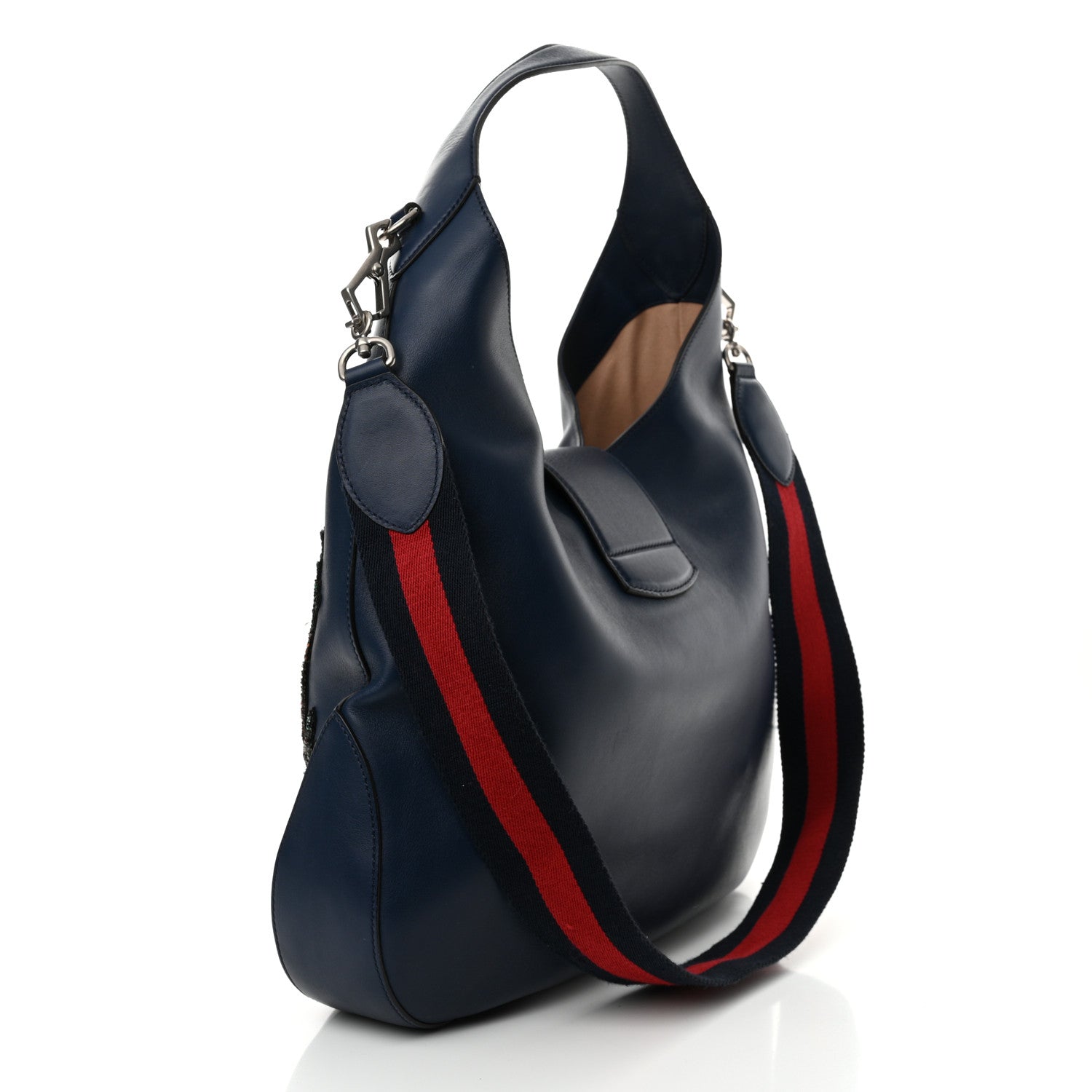 Gucci Calfskin Crystal Feather Embroidered Large Dionysus Hobo Dark Blue 3 of 14