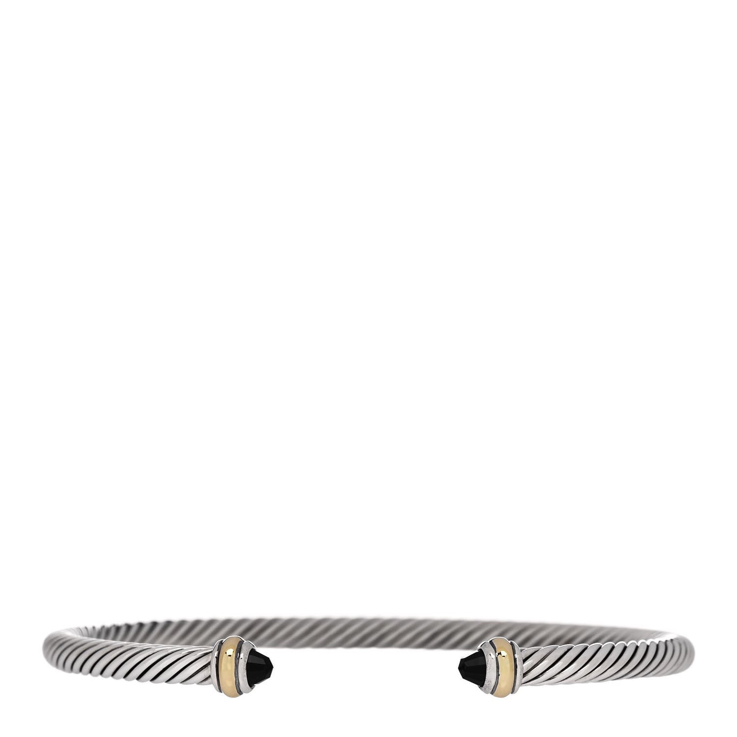 Sterling Silver 18K Yellow Gold Black Onyx 4mm Cable Classics Bracelet