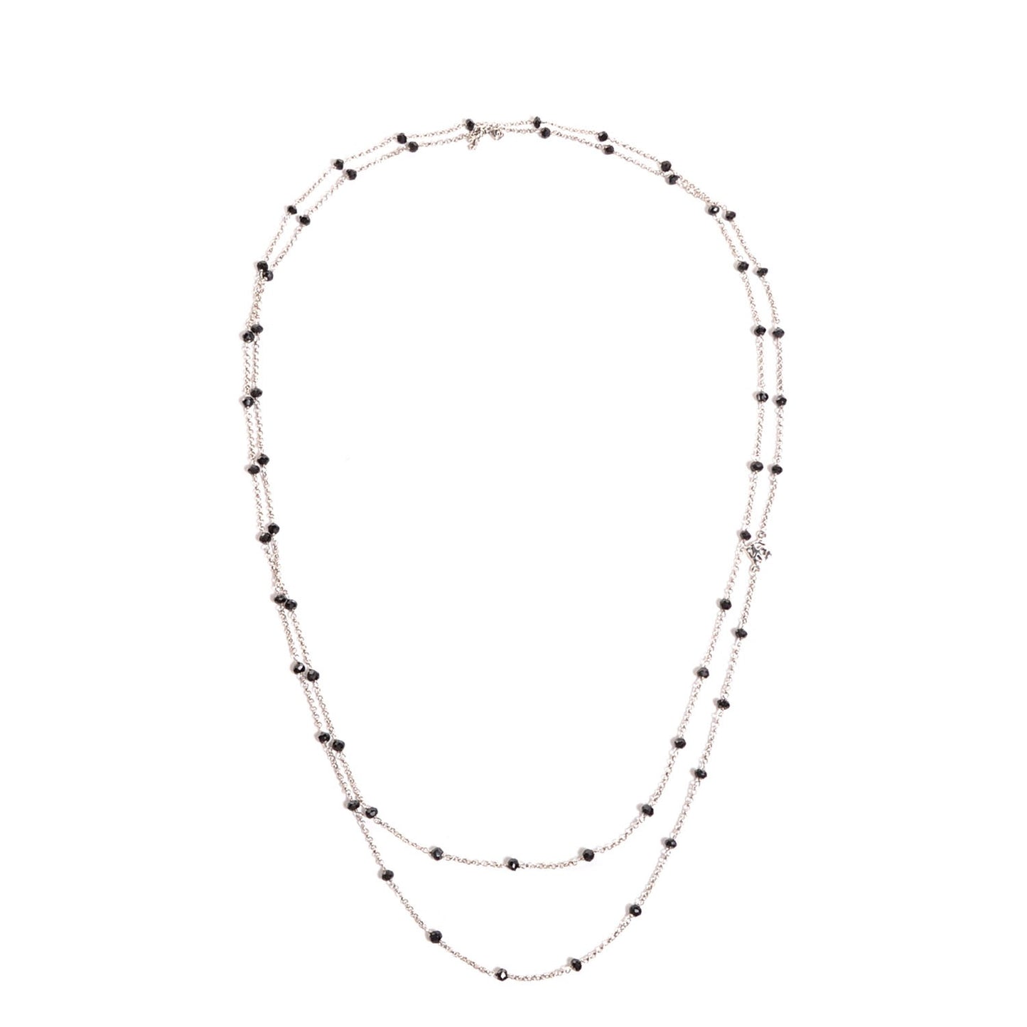 Sterling Silver Black Spinel Bead Chain Necklace