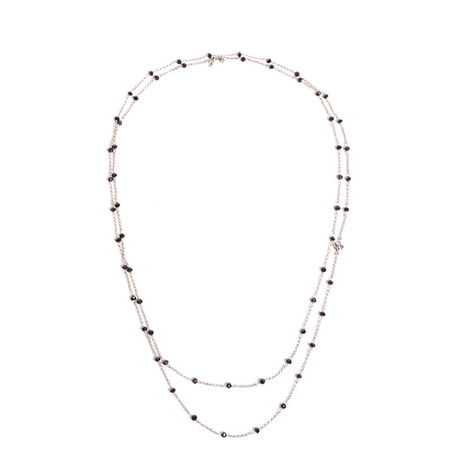 David Yurman Sterling Silver Black Spinel Bead Chain Necklace 1 of 7