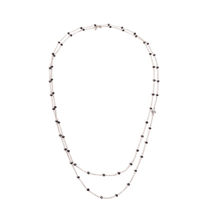 David Yurman Sterling Silver Black Spinel Bead Chain Necklace 1 of 7