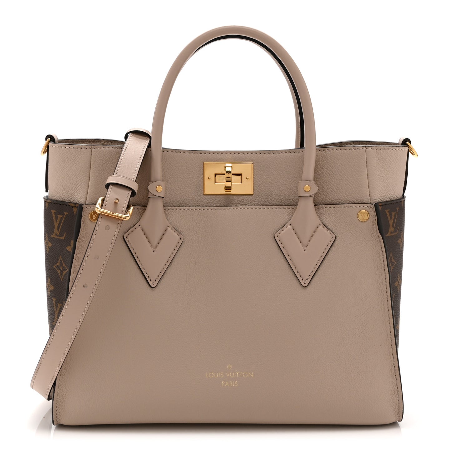 Calfskin Monogram On My Side MM Greige