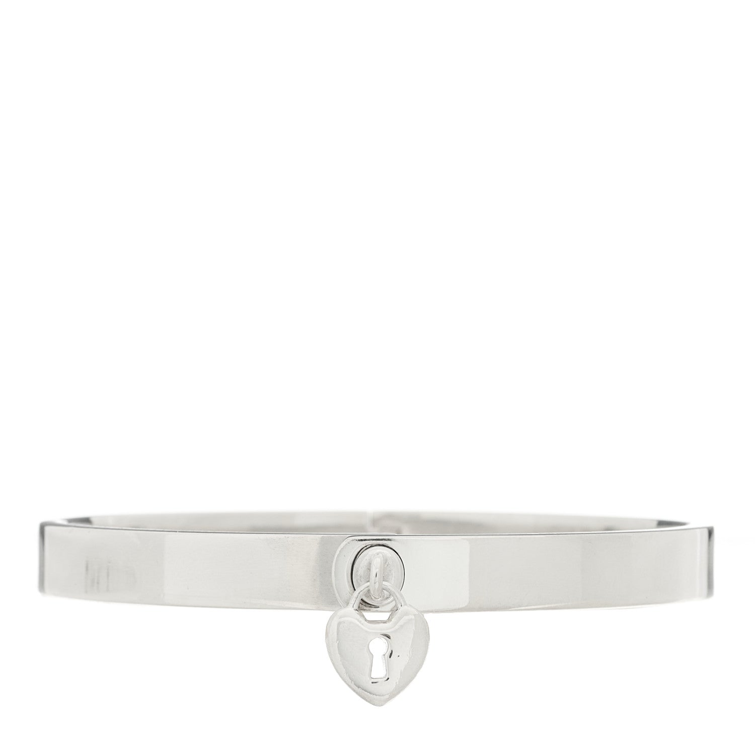Tiffany Sterling Silver Heart Lock Bangle Bracelet 1 of 3