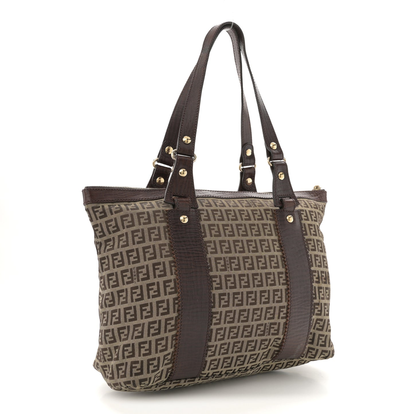 Zucchino Vitello Shopping Zip Tote Mogano Panna Bruciato
