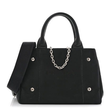 Prada Tessuto Nylon Nappa Zip Pocket Chain Tote Black 7 of 12