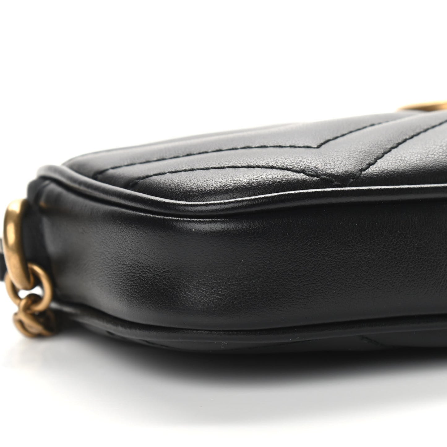 Calfskin Matelasse Mini GG Marmont Chain Crossbody Bag Black