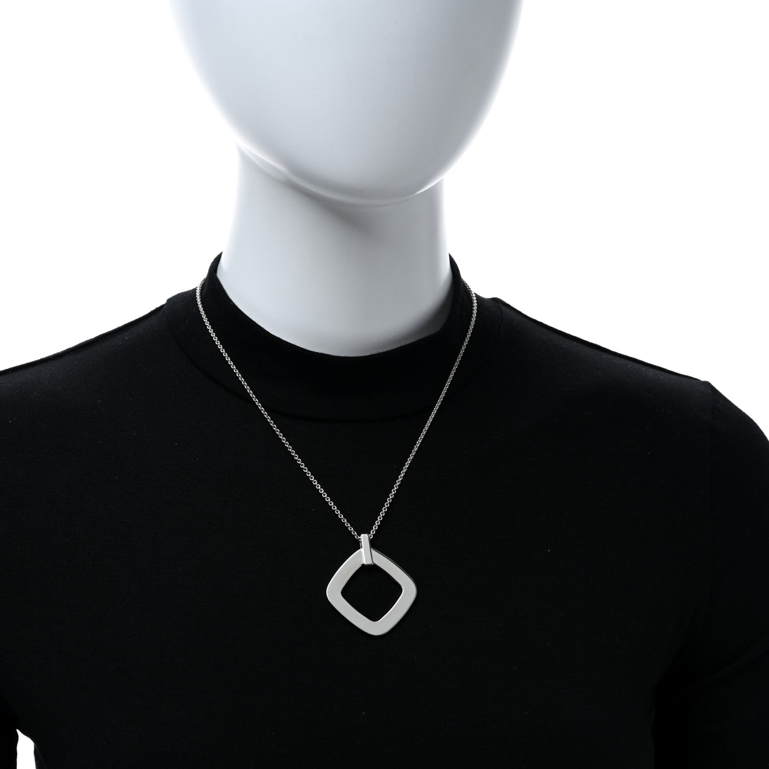 Tiffany Sterling Silver 1837 Open Square Pendant Necklace 2 of 5