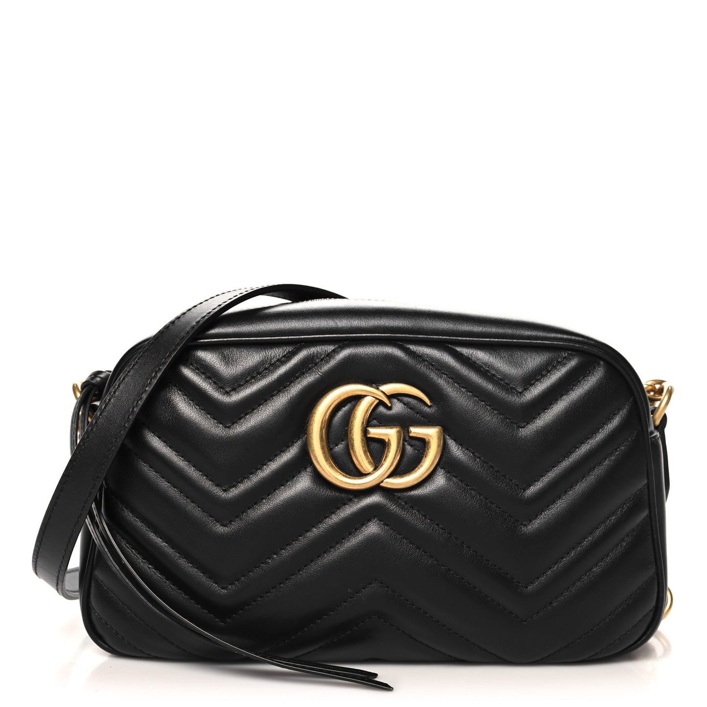 Calfskin Matelasse Small GG Marmont Chain Shoulder Bag Black