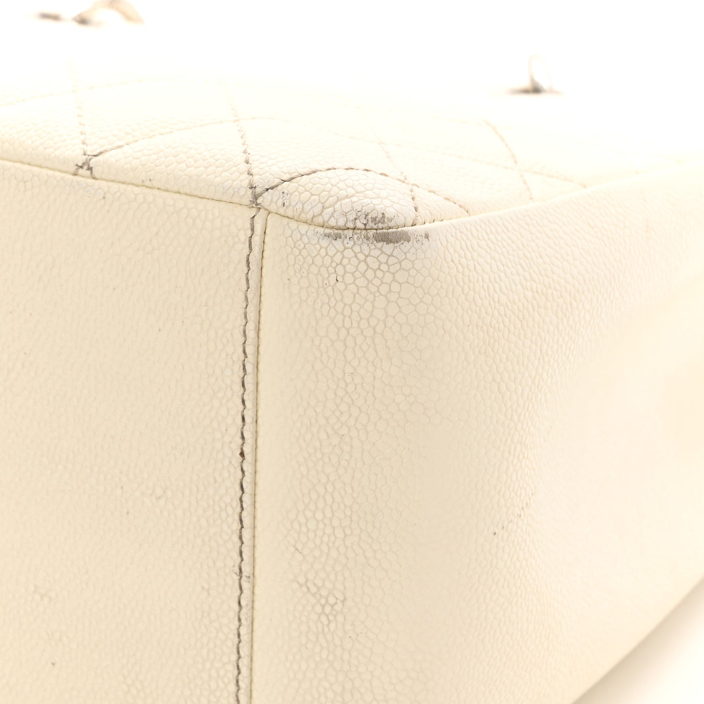 Caviar Quilted Grand Shopping Tote GST White