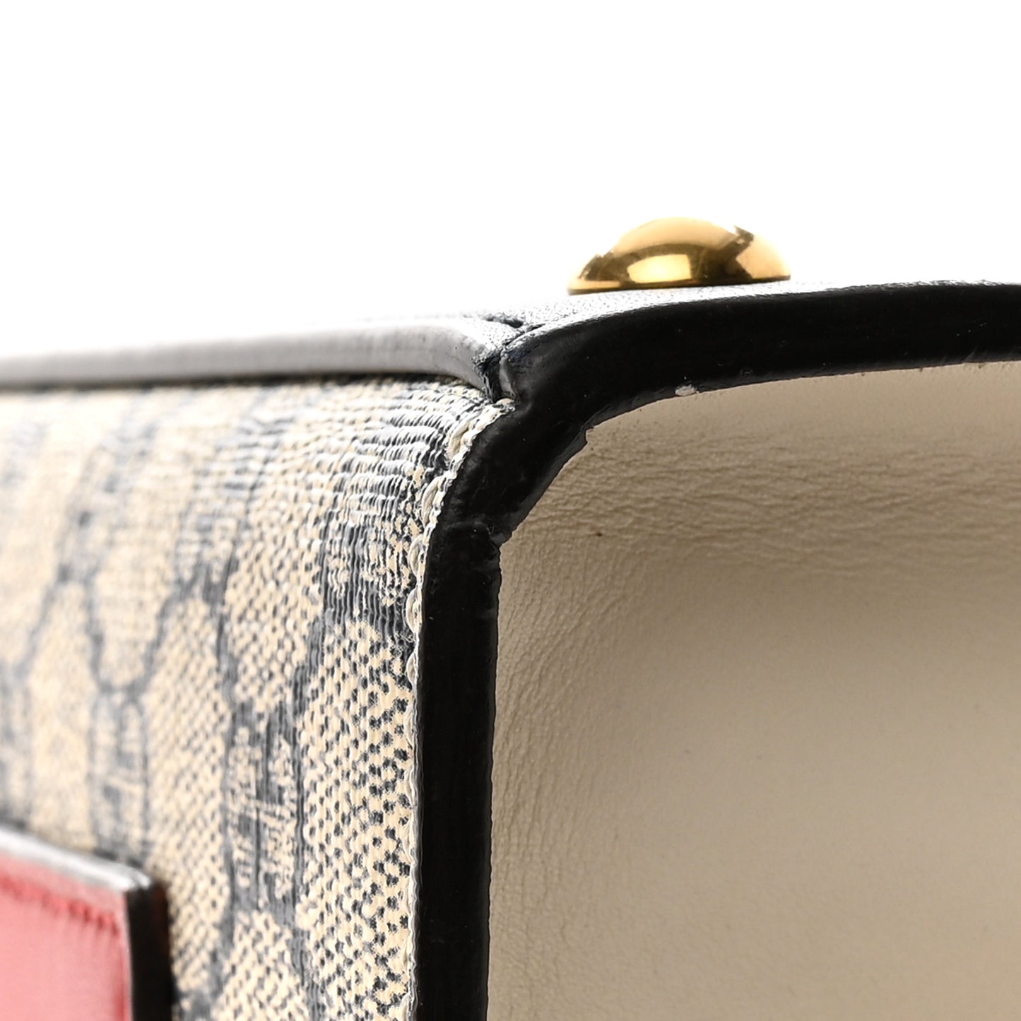 GG Supreme Monogram Calfskin Medium Padlock Top Handle Bag Beige Blue Mystic White Hibiscus Red