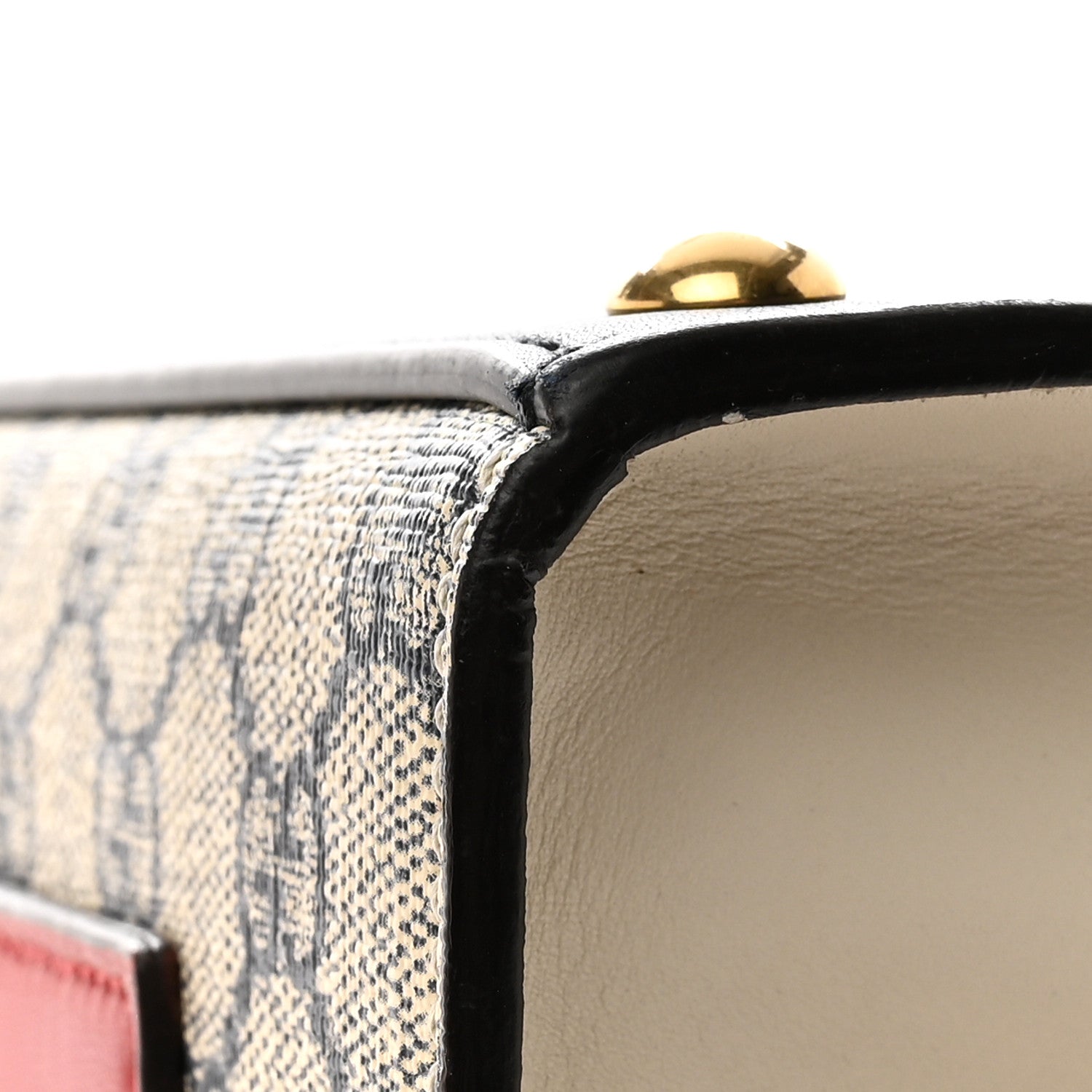 Gucci GG Supreme Monogram Calfskin Medium Padlock Top Handle Bag Beige Blue Mystic White Hibiscus Red 16 of 17