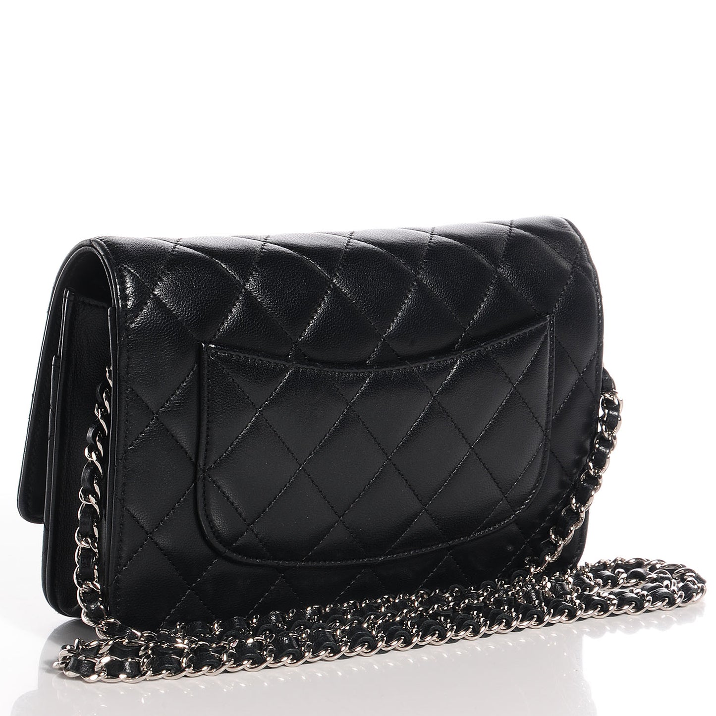 Lambskin Quilted Wallet On Chain WOC Black