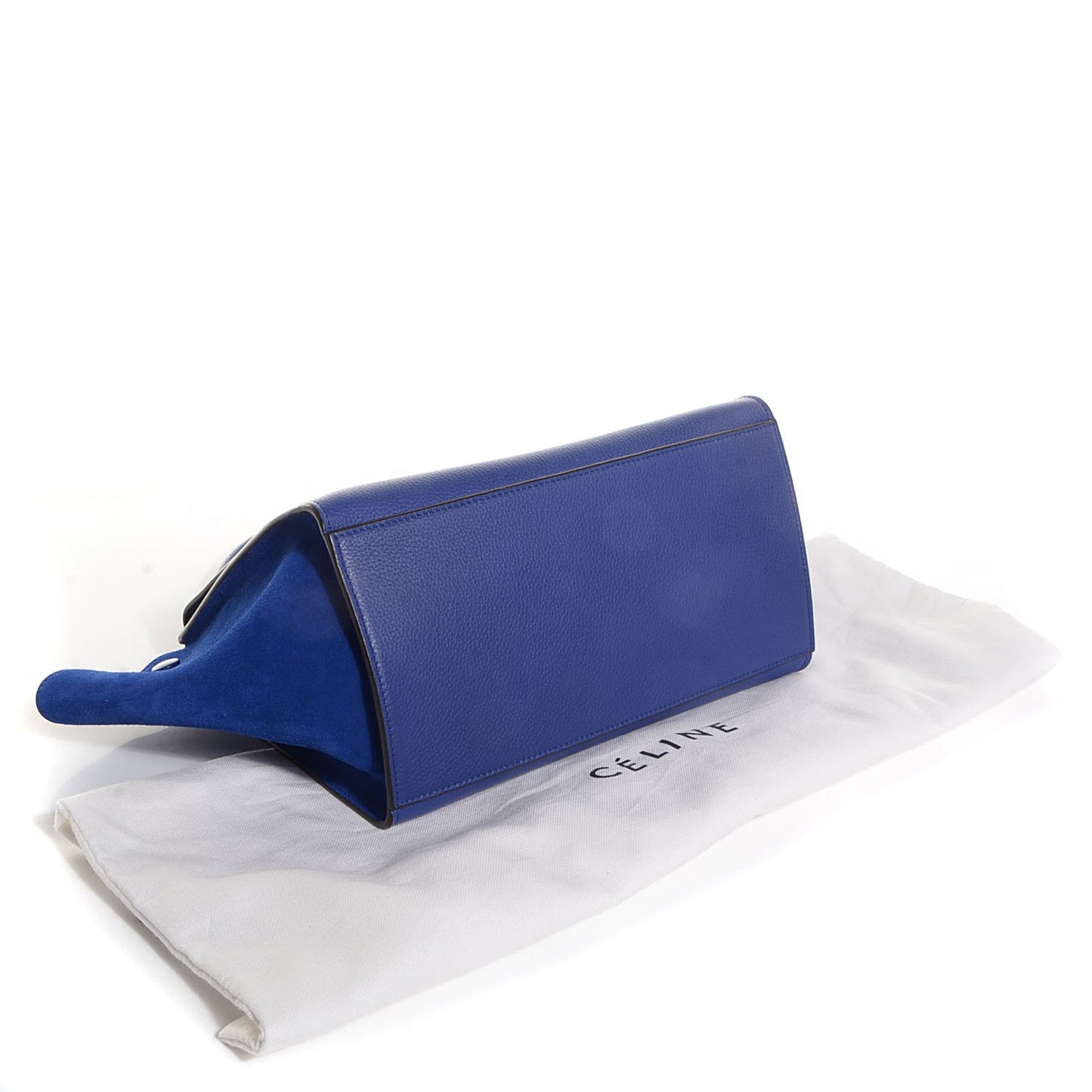 Drummed Calfskin Suede Small Trapeze Indigo