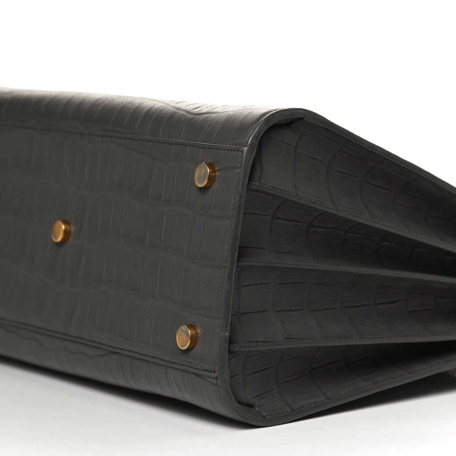 Saint Laurent Calfskin Crocodile Embossed Small Sac De Jour Fog 12 of 12