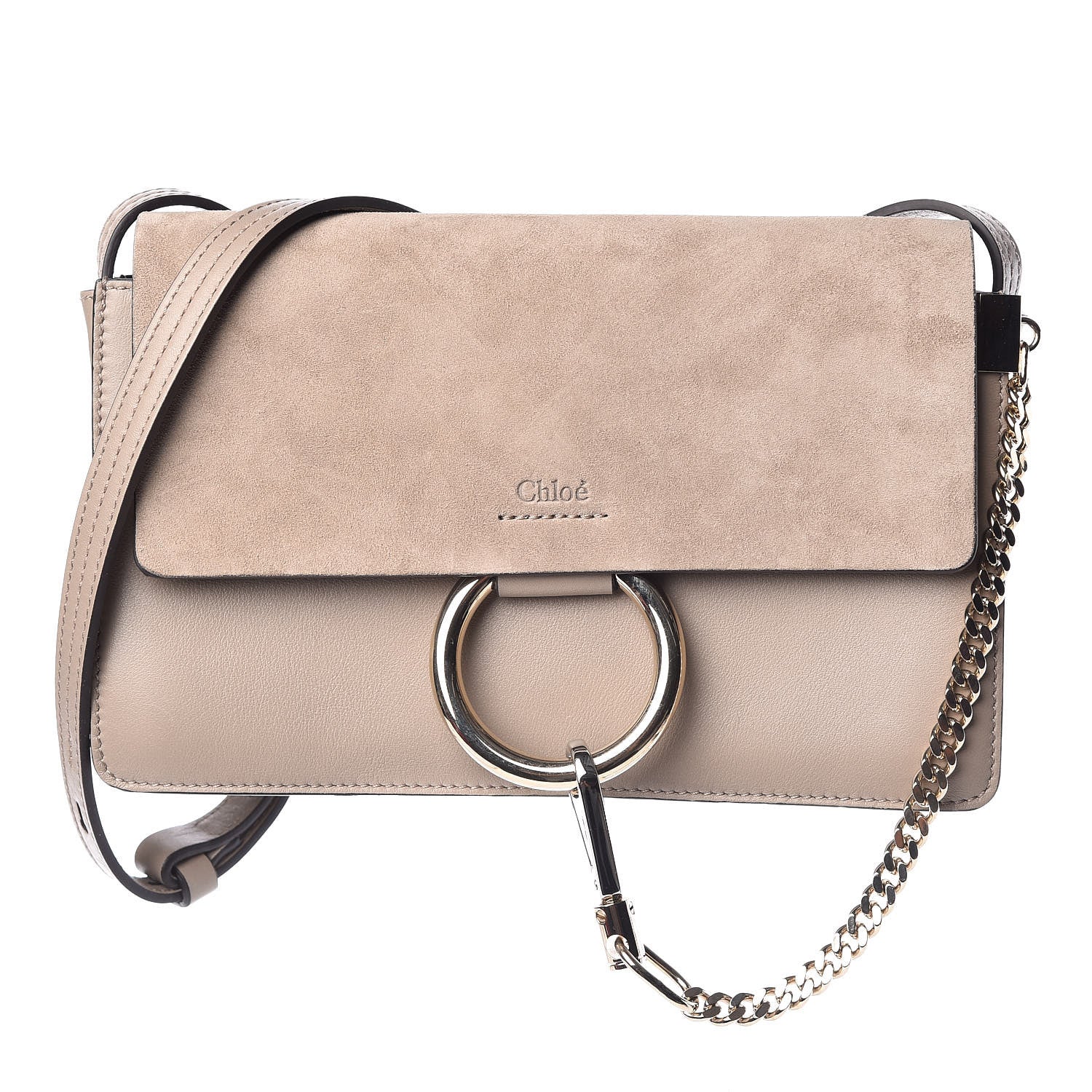 Chloe Suede Calfskin Small Faye Shoulder Bag Motty Grey 1 of 8