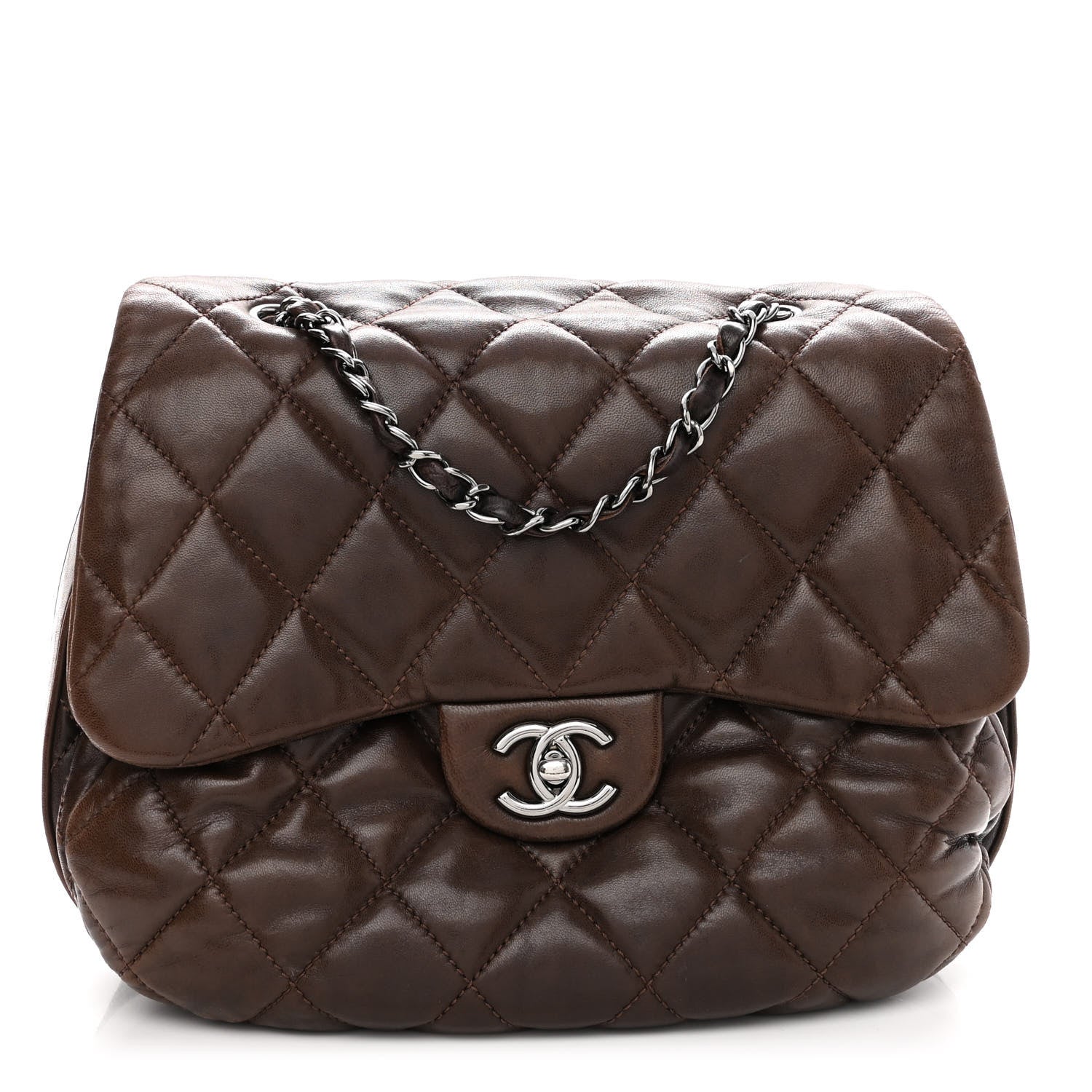 Chanel Lambskin Quilted Large Chanel 3 Flap Dark Brown 1 of 12