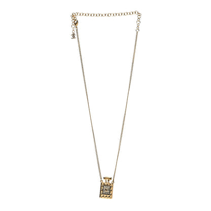 Chanel Crystal Pearl Perfume Bottle CC Necklace Black Gold 3 of 5