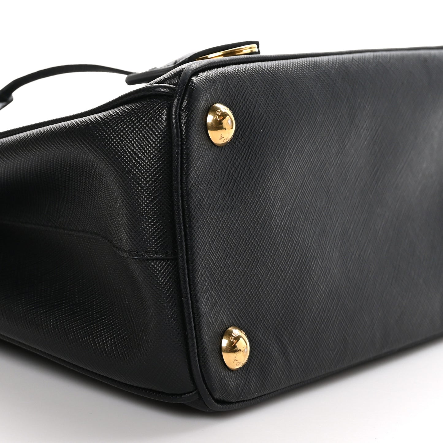 Saffiano Lux Mini Galleria Double Zip Tote Black