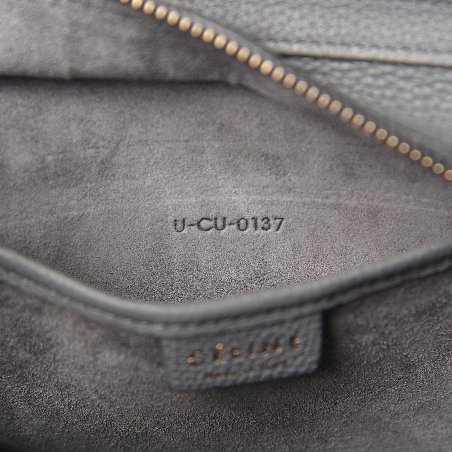 Celine Drummed Calfskin Nano Luggage Kohl 7 of 10