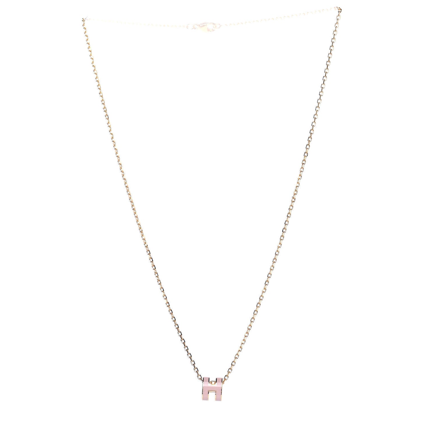 Lacquered Rose Gold Mini Pop H Pendant Necklace Rose Dragee