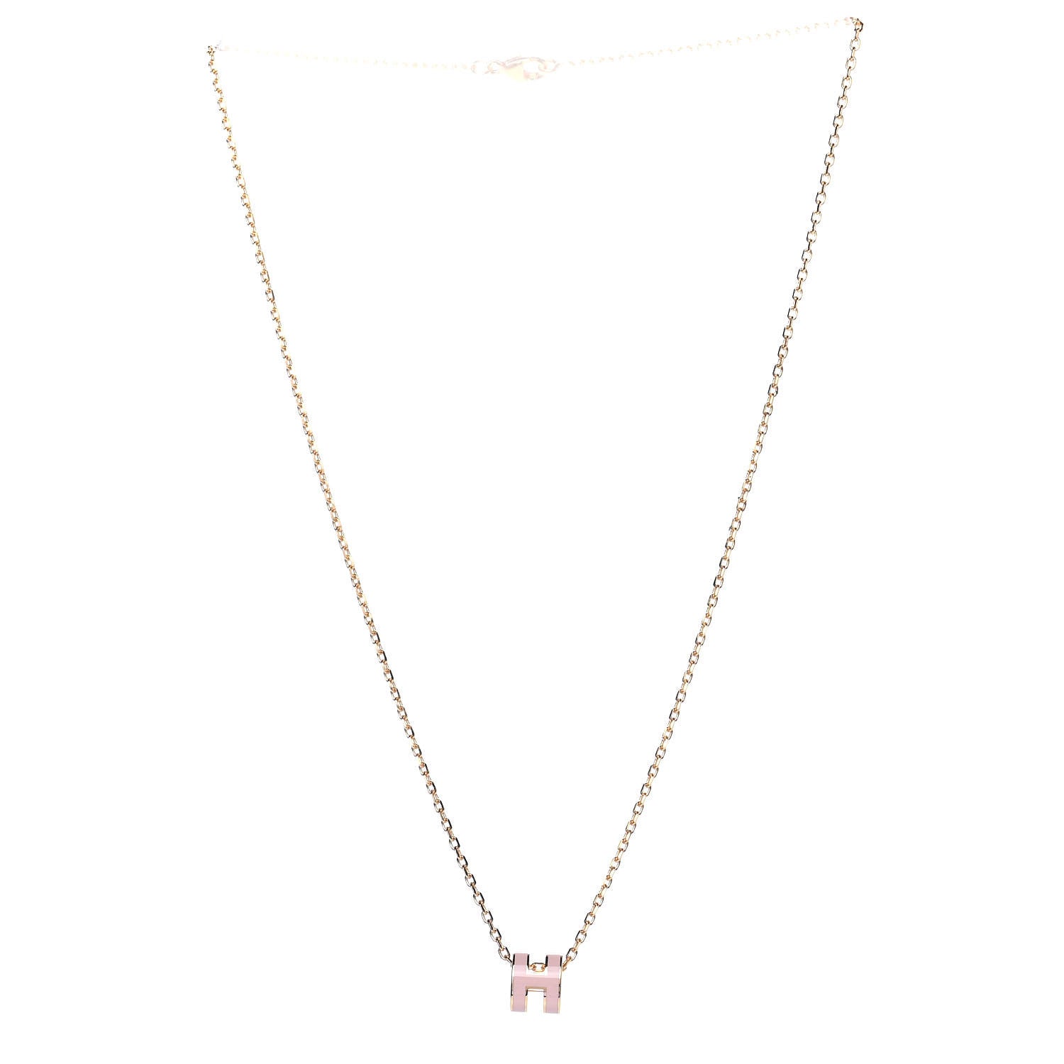 Hermes Lacquered Rose Gold Mini Pop H Pendant Necklace Rose Dragee 2 of 4