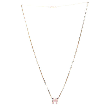 Hermes Lacquered Rose Gold Mini Pop H Pendant Necklace Rose Dragee 2 of 4