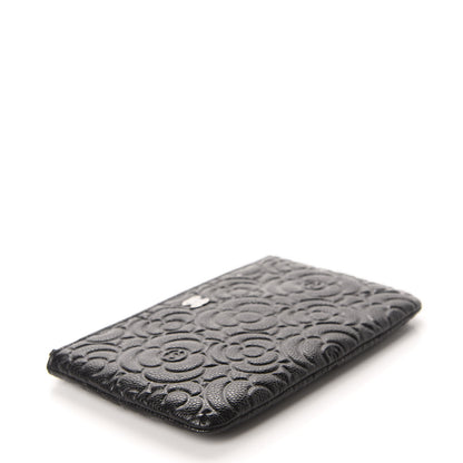 Chanel Caviar Camellia Embossed Cosmetic Pouch Black 4 of 8