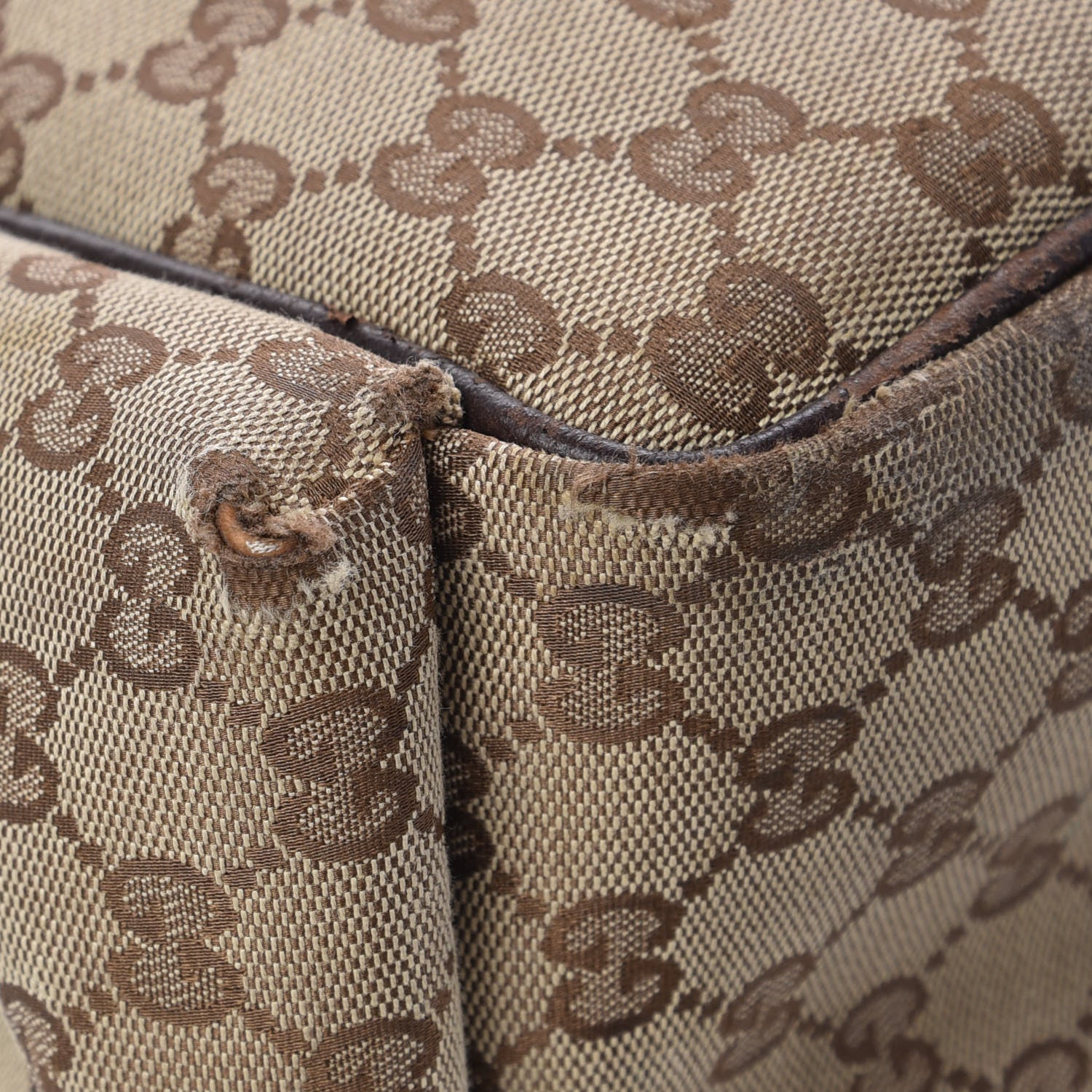Gucci Monogram Natural Pigskin Large Diaper Bag Beige Ebony Cocoa Dark Chocolate 9 of 18