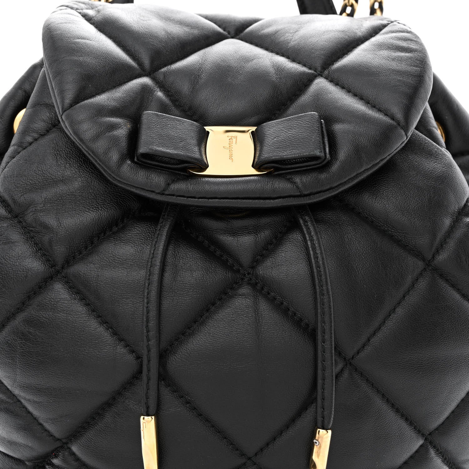Salvatore Ferragamo Calfskin Quilted Giuliette Backpack Black 8 of 10