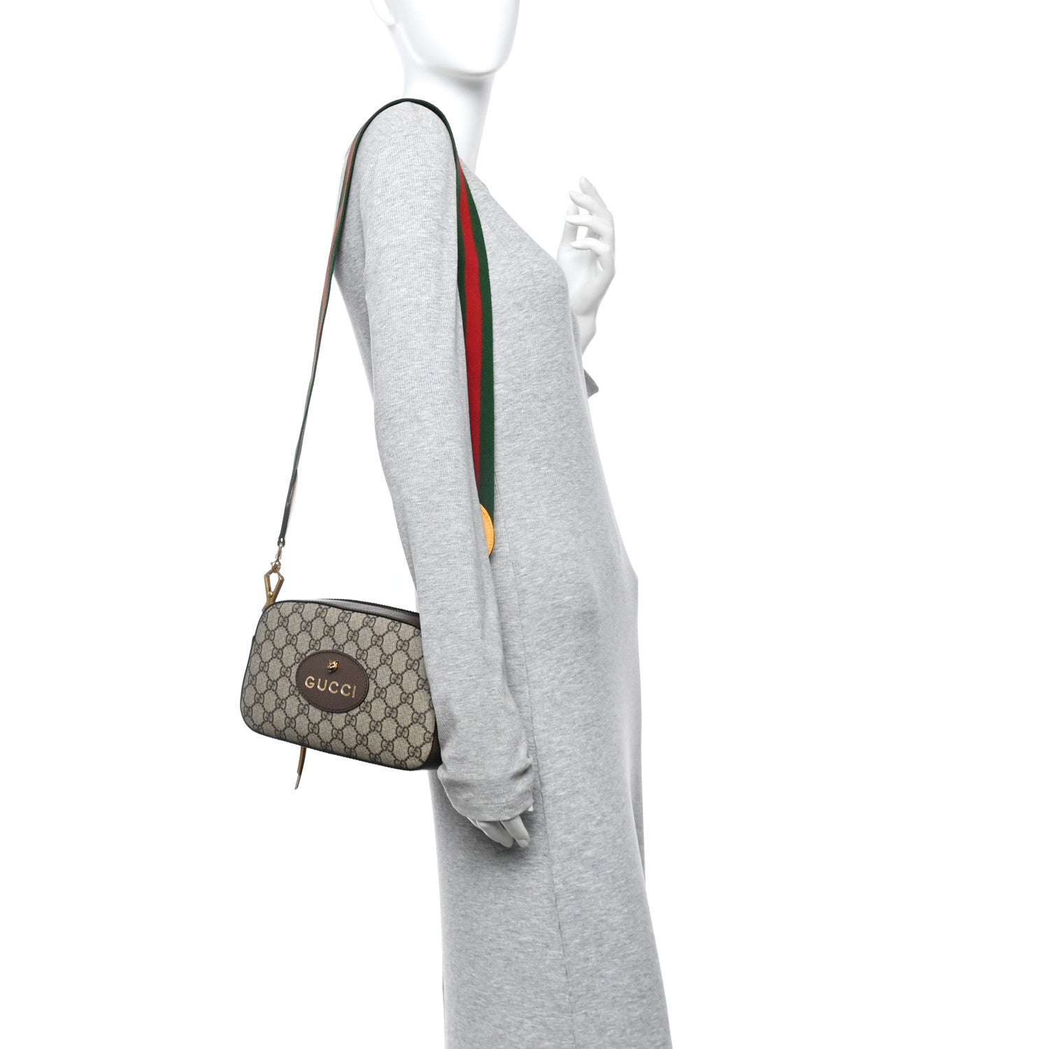 Gucci GG Supreme Monogram Web Neo Vintage Shoulder Bag Beige New Acero Crop 2 of 11