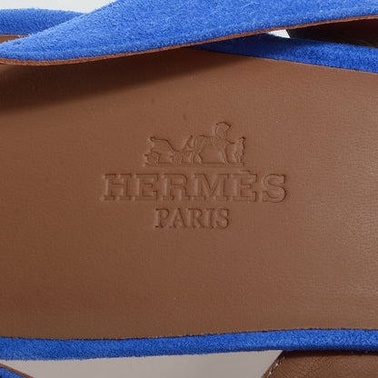 Hermes Suede Goatskin Night 70 Slingback Sandals 40 Bleu Electrique 7 of 7
