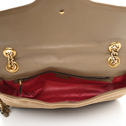 Gucci Velvet Matelasse Medium GG Marmont Shoulder Bag Taupe 5 of 12