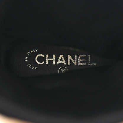 Chanel Shearling Crackled Sheepskin Chain Studded CC High Boot 36 White Black 8 of 9