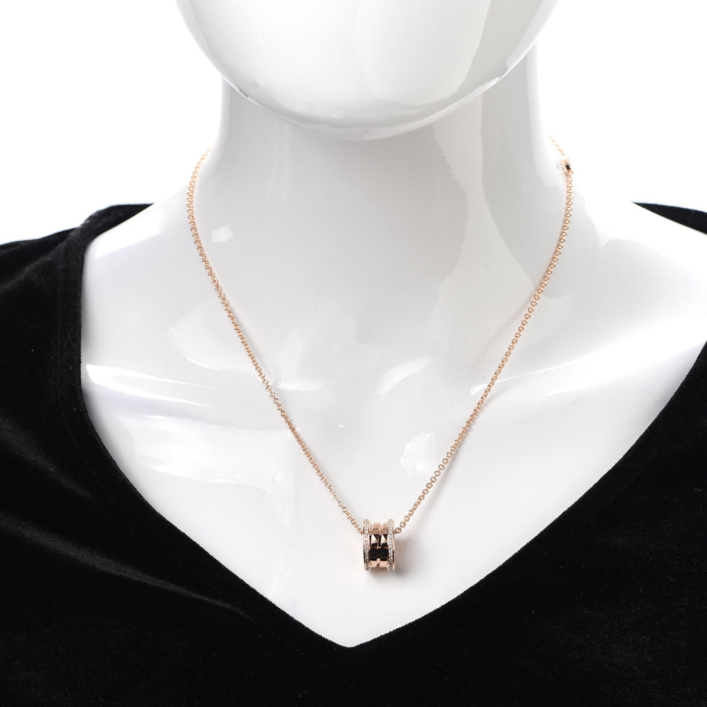 18K Rose Gold Diamond B.Zero1 Pendant Necklace