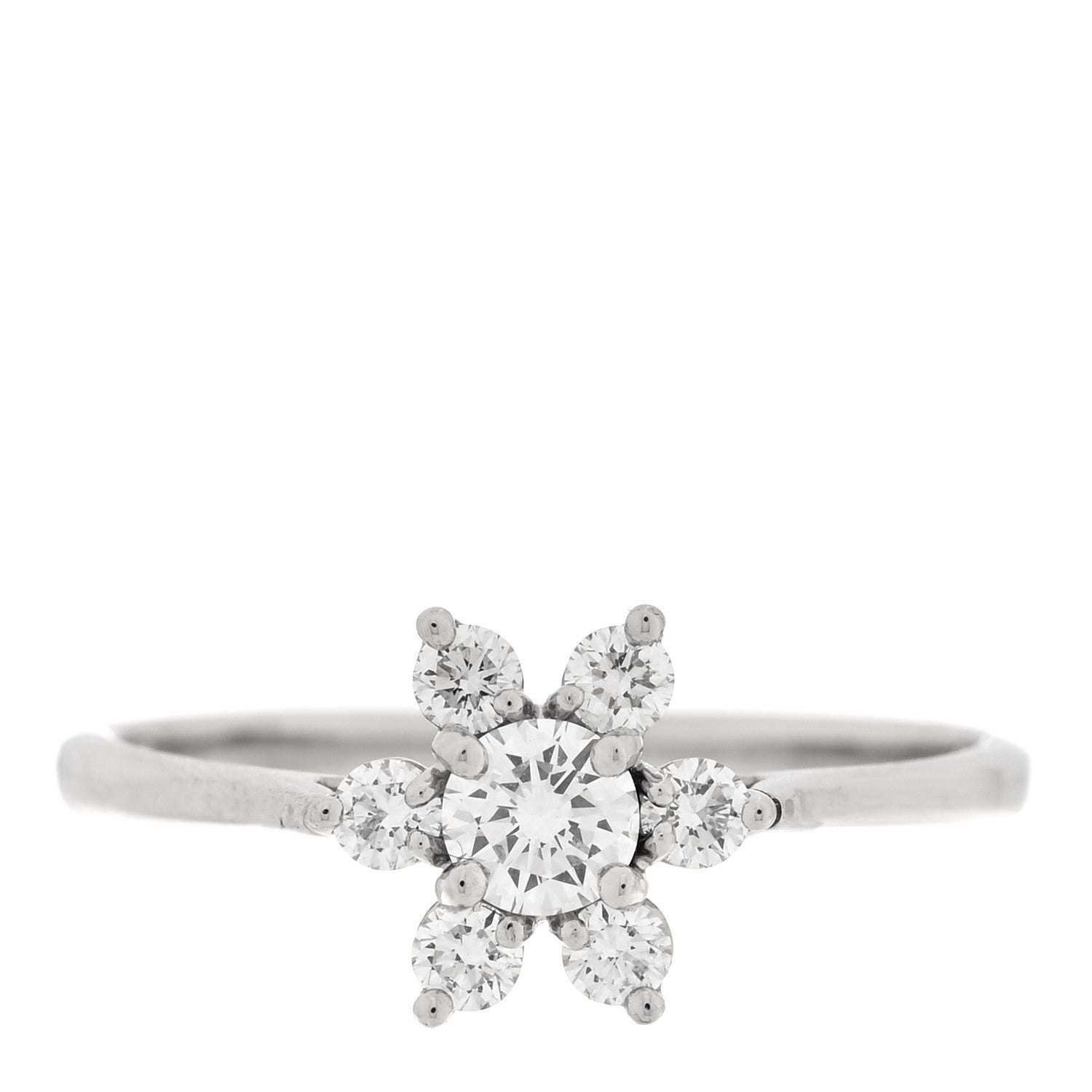 Tiffany Platinum Diamond Flower Ring 54 6.75 1 of 5