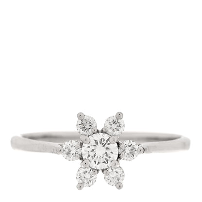 Tiffany Platinum Diamond Flower Ring 54 6.75 1 of 5