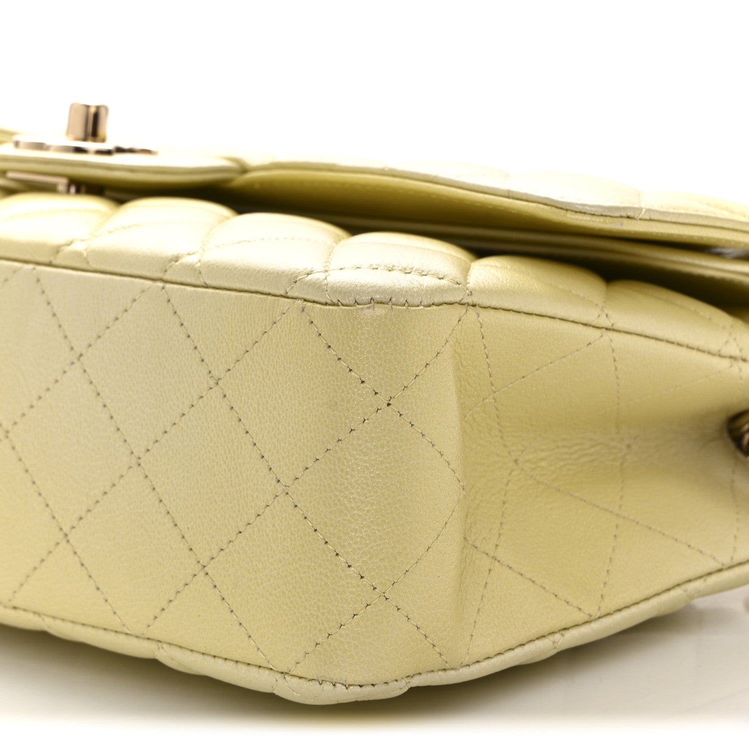 Chanel Cloudy Pearly Goatskin Quilted Medium Double Flap Light Yellow 10 of 10