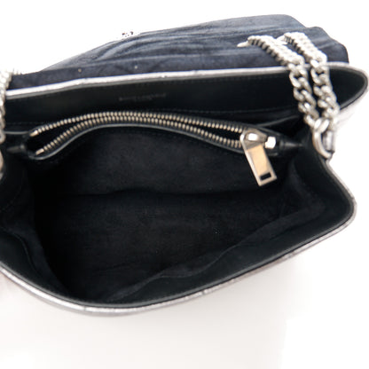 Saint Laurent Metallic Calfskin Y Quilted Monogram Small Loulou Chain Satchel Acciaio 5 of 10