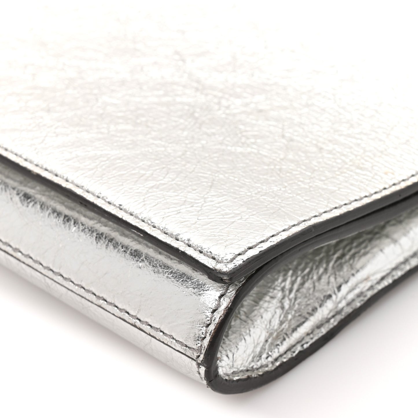 Metallic Calfskin Monogram Large Belle De Jour Clutch Silver