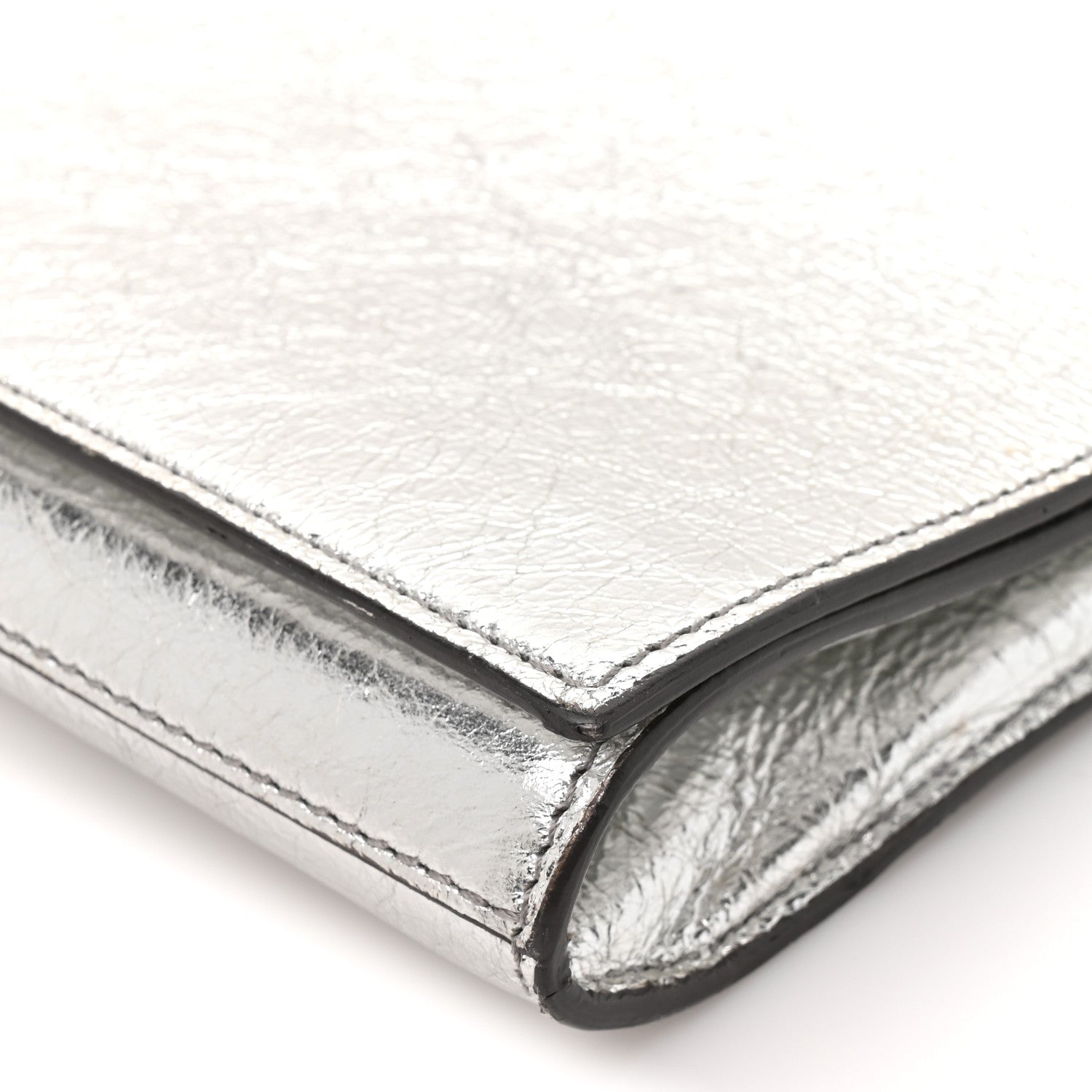 Saint Laurent Metallic Calfskin Monogram Large Belle De Jour Clutch Silver 9 of 11