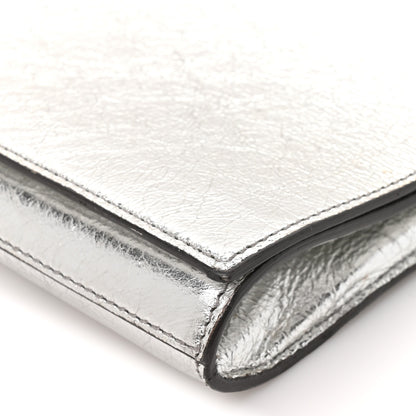 Saint Laurent Metallic Calfskin Monogram Large Belle De Jour Clutch Silver 9 of 11