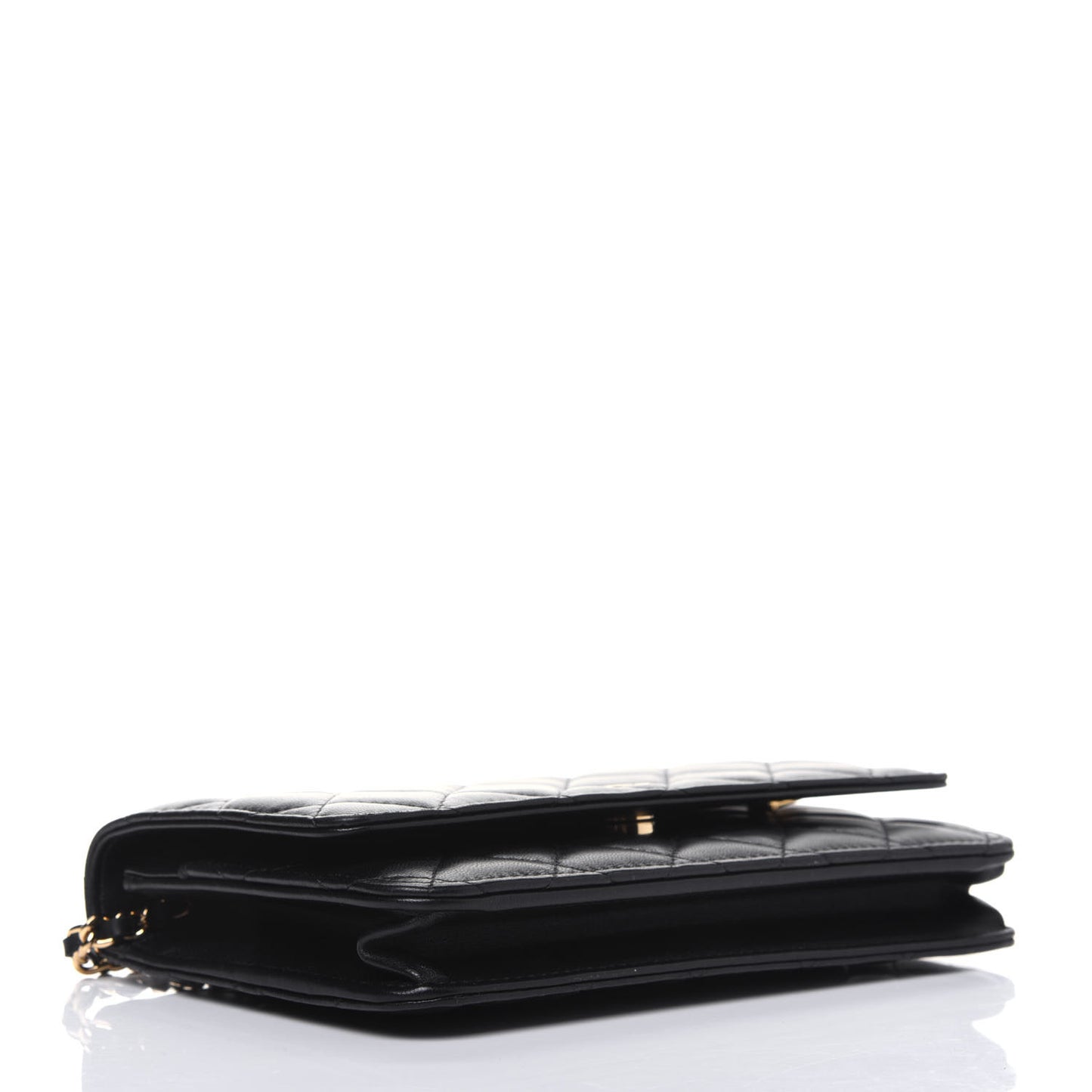 Lambskin Quilted Wallet On Chain WOC Black