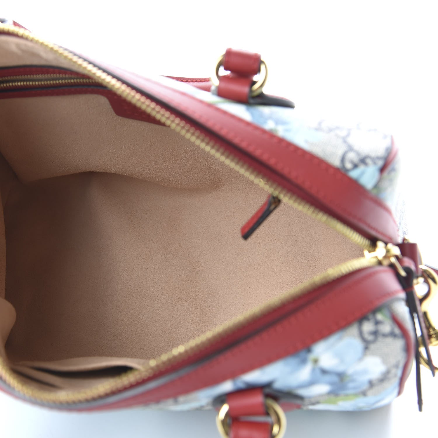 Gucci GG Supreme Monogram Blooms Small Boston Beige Blue Navy Hibiscus Red 5 of 10