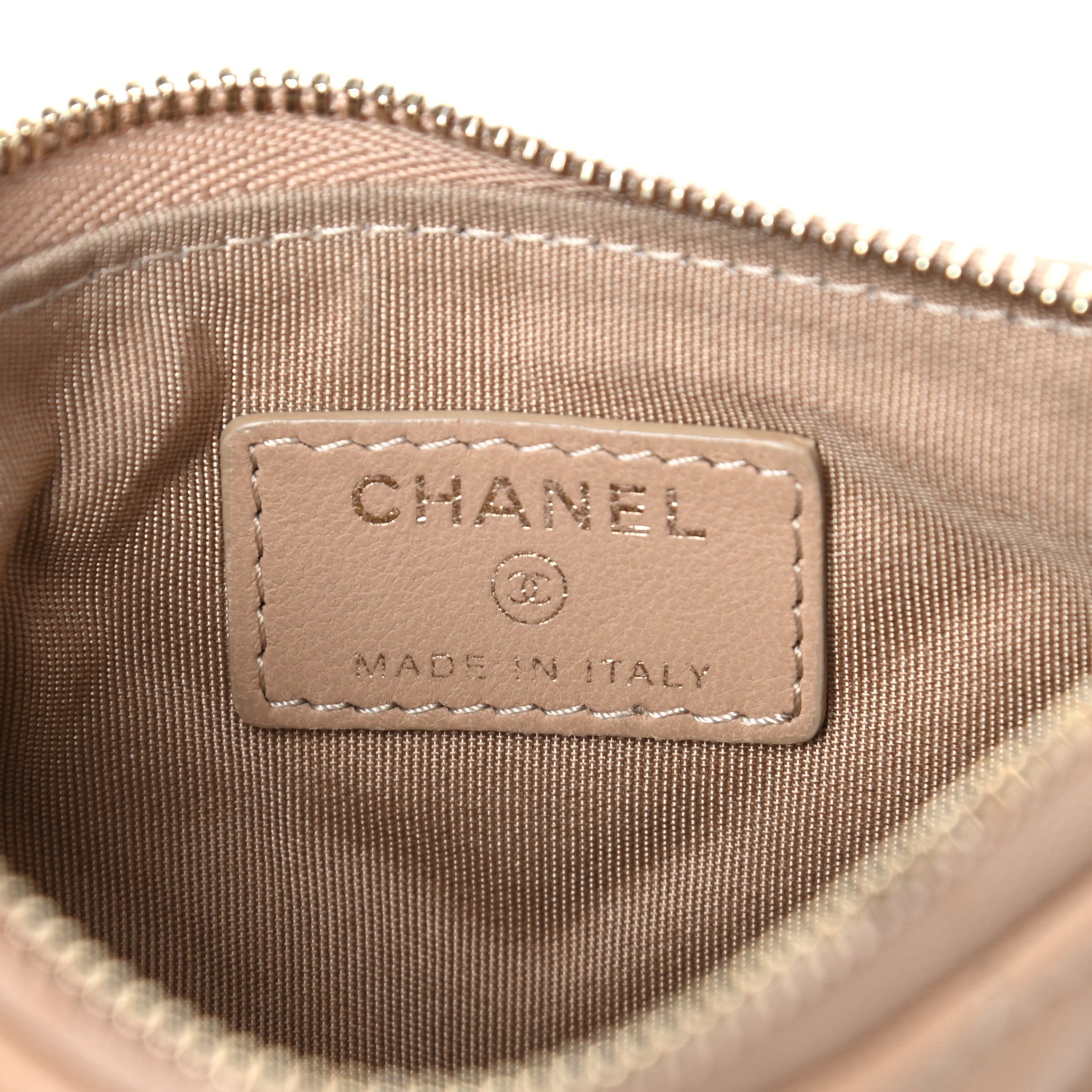 Chanel Crumpled Calfskin Chevron Quilted Small Cosmetic Case Dark Beige 6 of 9