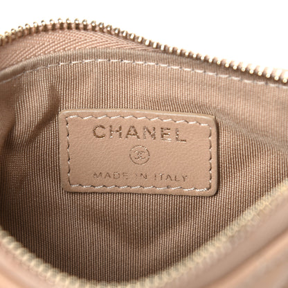 Chanel Crumpled Calfskin Chevron Quilted Small Cosmetic Case Dark Beige 6 of 9