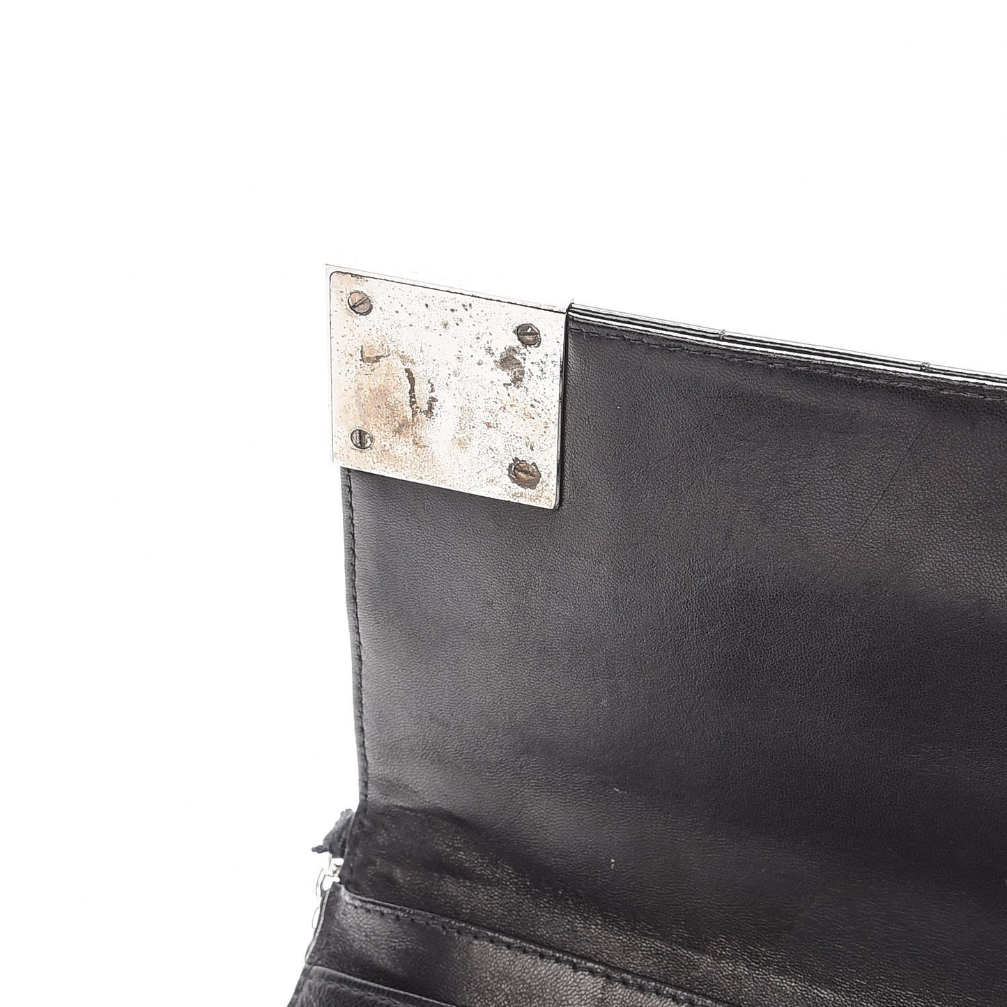 Patent Chocolate Bar Chain Clutch Black