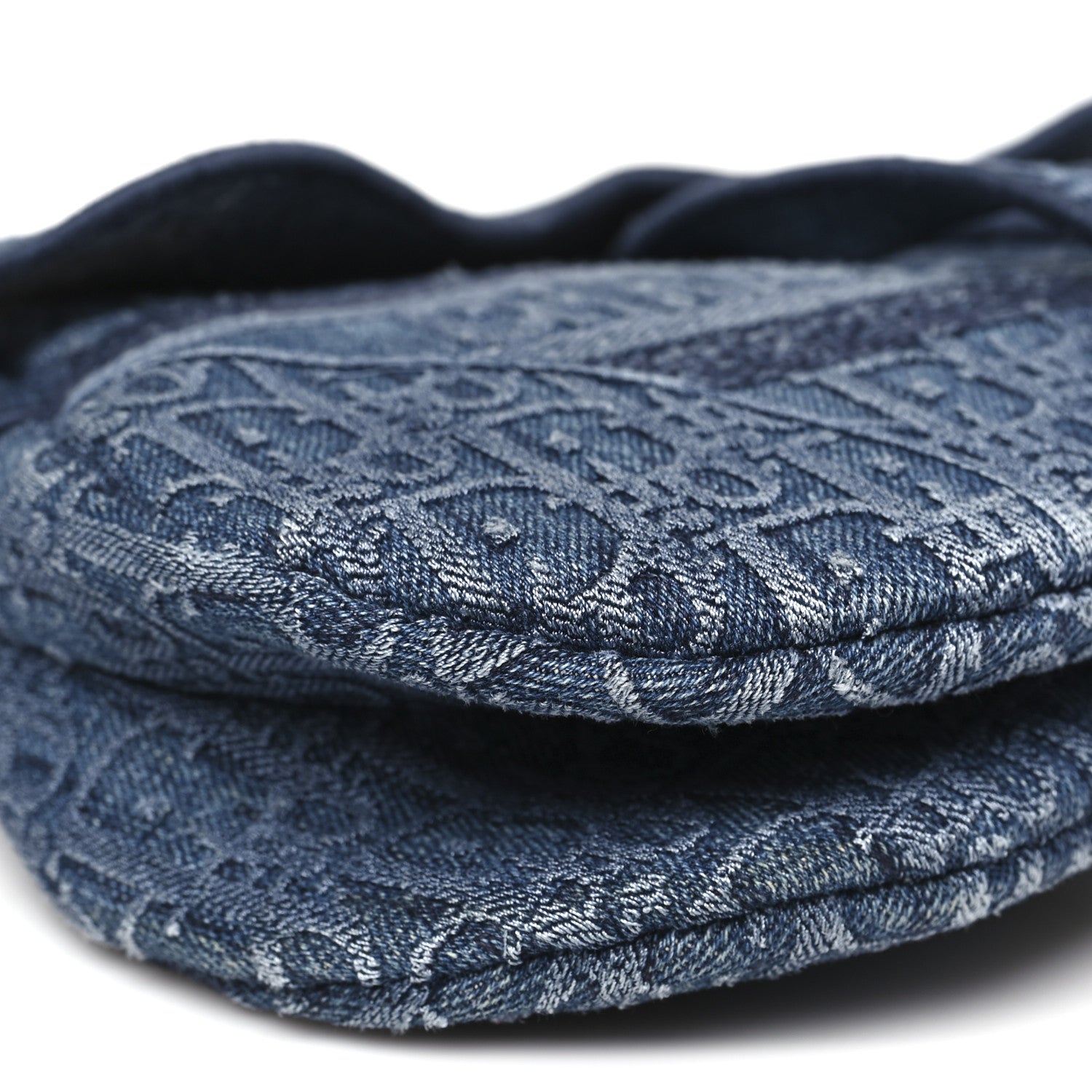 Christian Dior Oblique Embroidered Saddle Bag Denim Blue 9 of 12