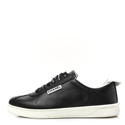 Chanel Calfskin CC Womens Sneakers 37 Black 1 of 10