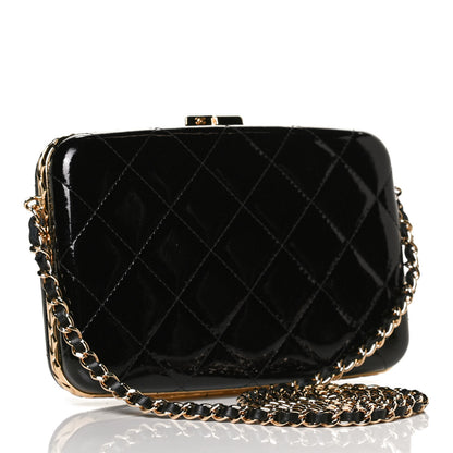 Chanel Glazed Goatskin Quilted Box With Chain Black 2 of 9