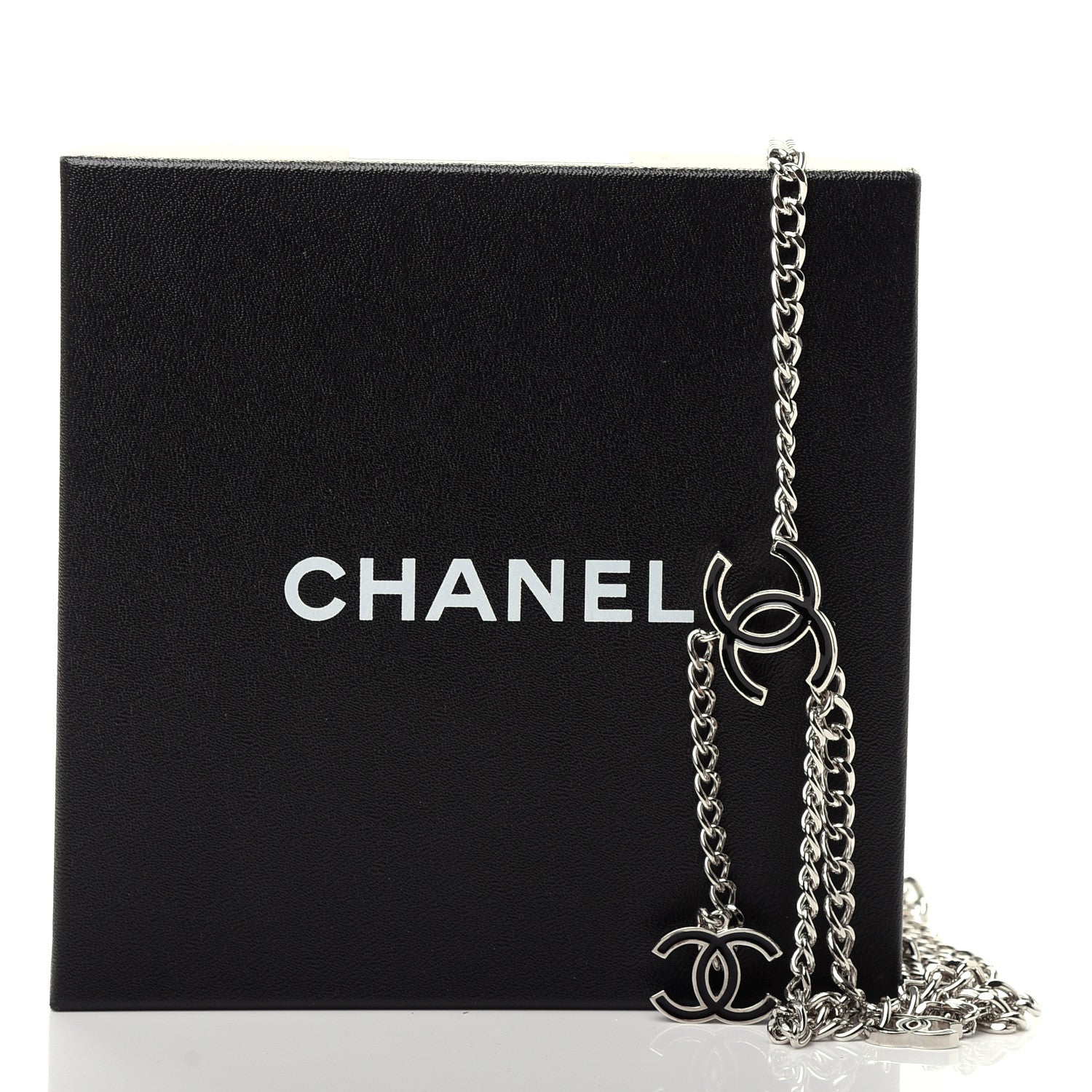 Chanel Enamel CC Chain Logo Belt Silver Black 5 of 5